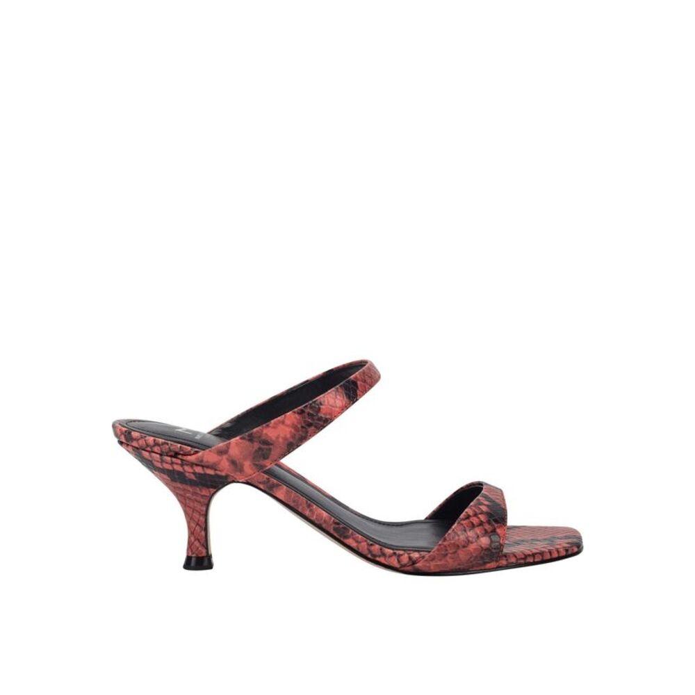 MARC FISHER Womens Orange Coral Snakeskin Ltd Genia Slip On Sandals 6 M